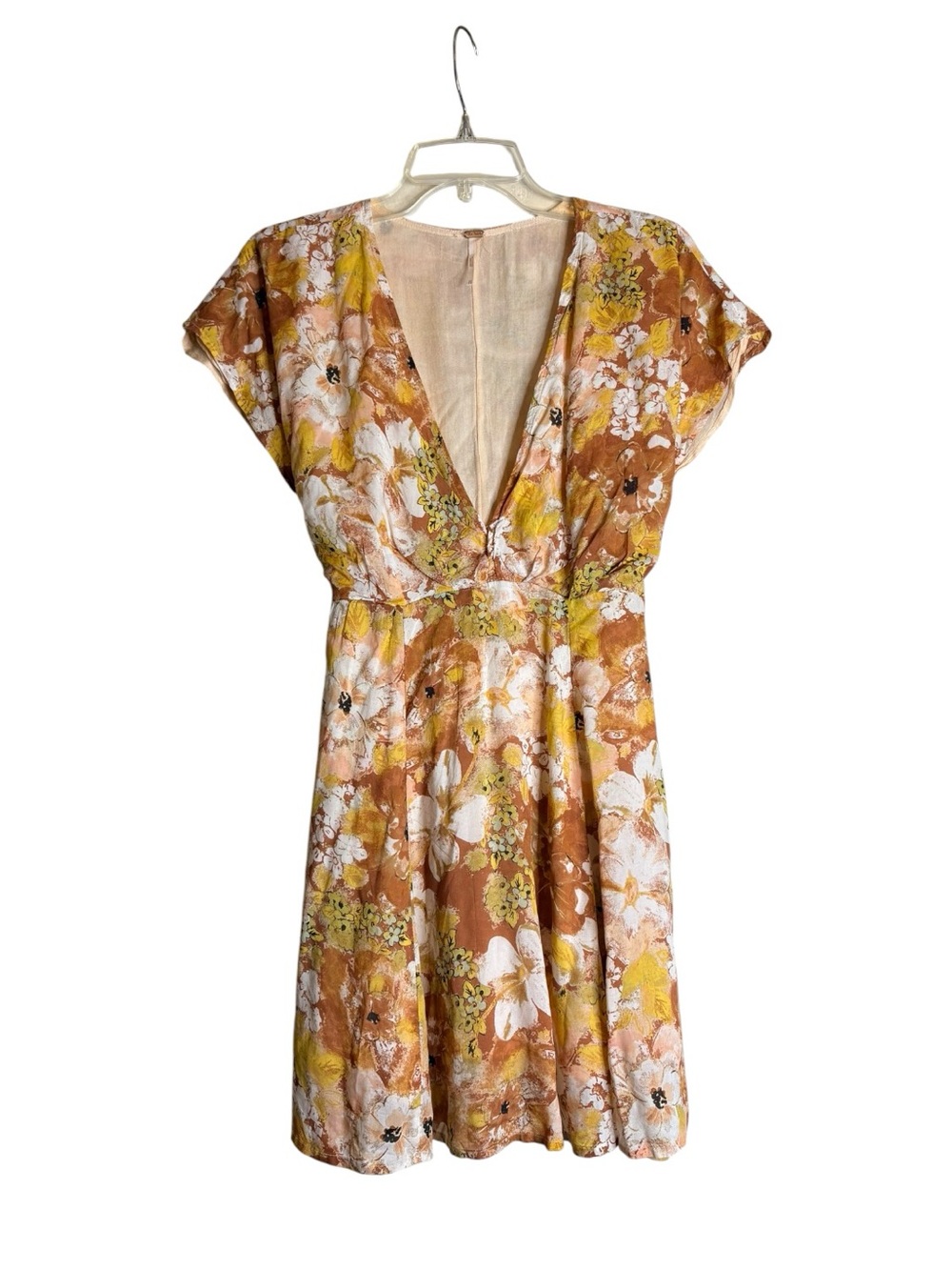 Free People Dress XS Brown Floral Mini Boho